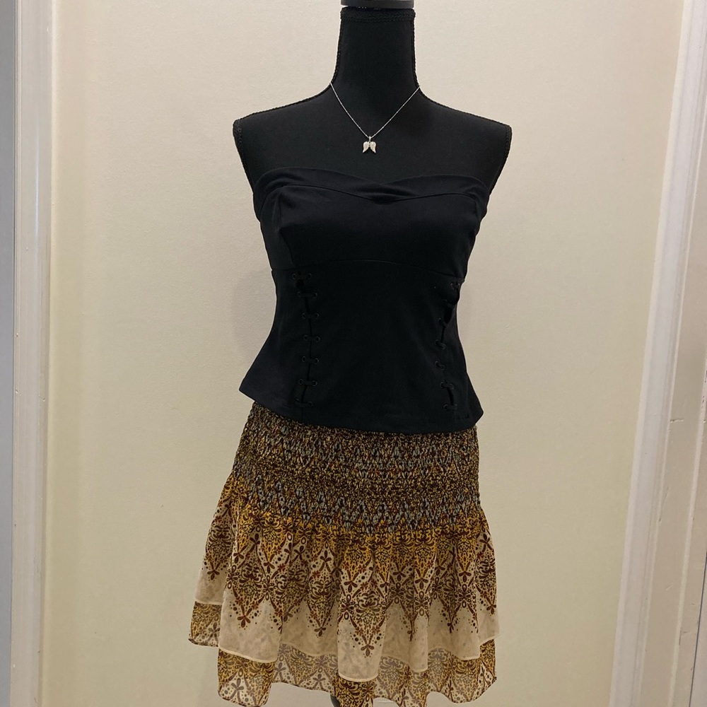 Bebe strapless top with mini skirt